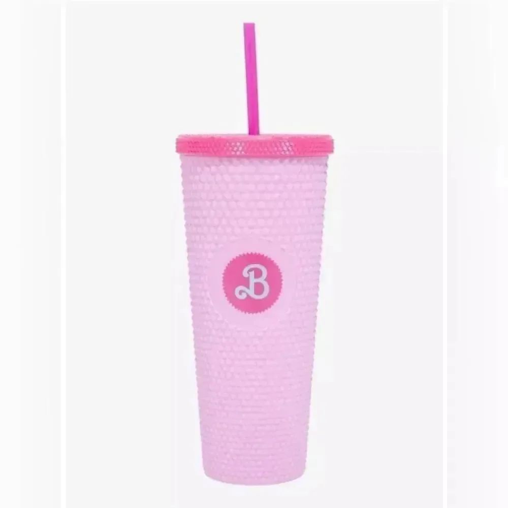 Barbie Set of 3 Pink Large Pyramid Acrylic Travel Cups